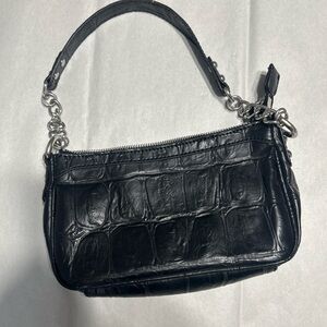 Black Rivet~Elegant Black Croc-Embossed Women's Bag